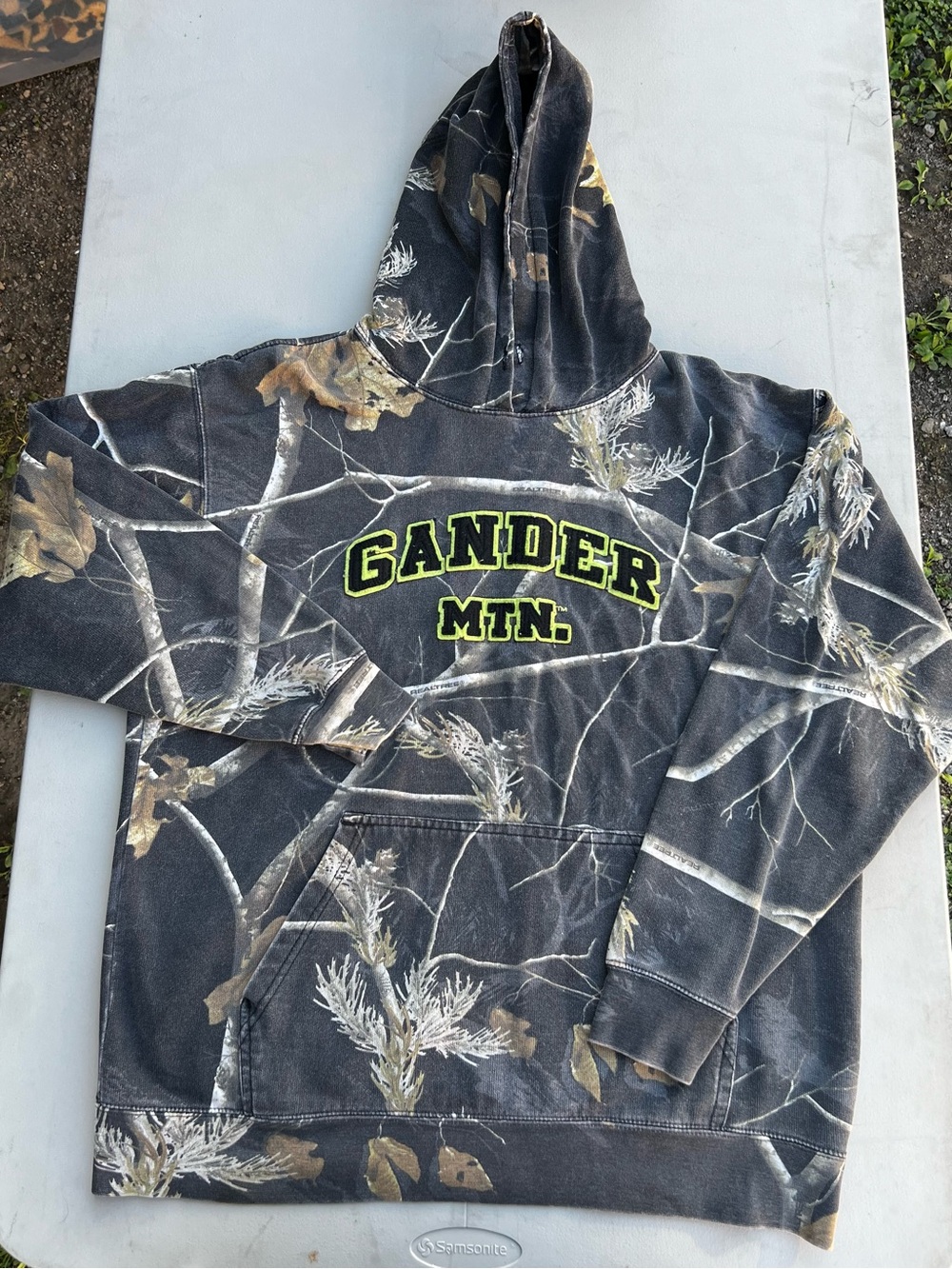 Gander Mountain Men's Charcoal Camouflage Hoodie with Neon Logo